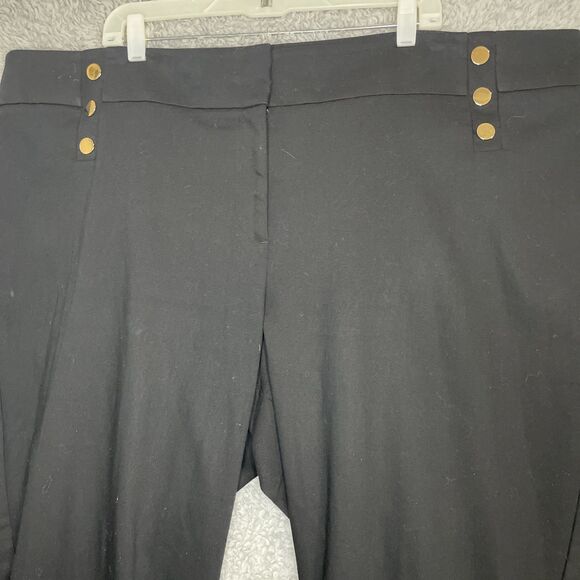 Loft Plus Pants Womens 24 Black Skinny Leg Marissa Buttons Stretch Ankle Career - Picture 7 of 10